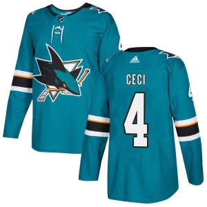 Men's San Jose Sharks Cody Ceci Adidas Authentic Home Jersey - Teal