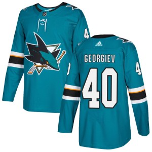 Men's San Jose Sharks Alexandar Georgiev Adidas Authentic Home Jersey - Teal