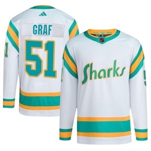 Men's San Jose Sharks Collin Graf Adidas Authentic Reverse Retro 2.0 Jersey - White