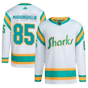 Men's San Jose Sharks Shakir Mukhamadullin Adidas Authentic Reverse Retro 2.0 Jersey - White