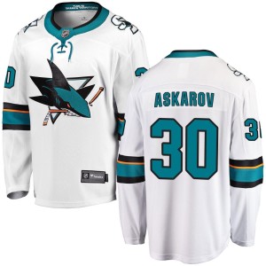 Men's San Jose Sharks Yaroslav Askarov Fanatics Branded Breakaway Away Jersey - White