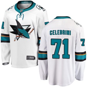 Men's San Jose Sharks Macklin Celebrini Fanatics Branded Breakaway Away Jersey - White