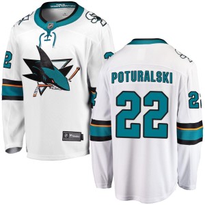 Men's San Jose Sharks Andrew Poturalski Fanatics Branded Breakaway Away Jersey - White