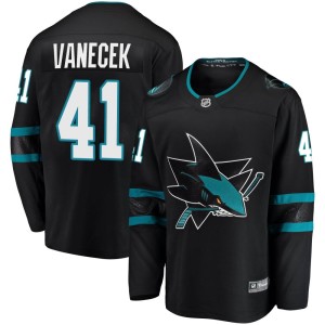 Youth San Jose Sharks Vitek Vanecek Fanatics Branded Breakaway Alternate Jersey - Black