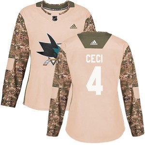 Women's San Jose Sharks Cody Ceci Adidas Authentic Veterans Day Practice Jersey - Camo