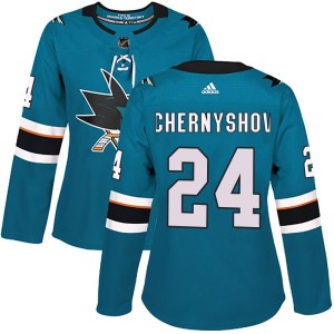 Women's San Jose Sharks Igor Chernyshov Adidas Authentic Home Jersey - Teal