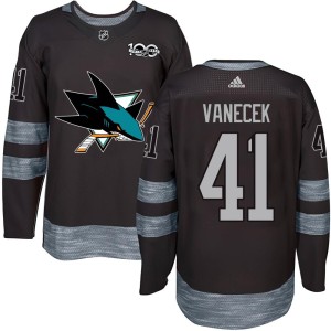 Men's San Jose Sharks Vitek Vanecek Authentic 1917-2017 100th Anniversary Jersey - Black