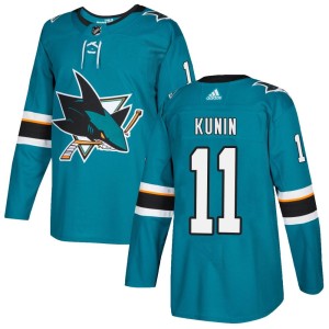 Youth San Jose Sharks Luke Kunin Adidas Authentic Home Jersey - Teal