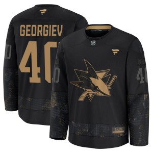 Youth San Jose Sharks Alexandar Georgiev Fanatics Premium 2024 Military Appreciation Practice Jersey - Black