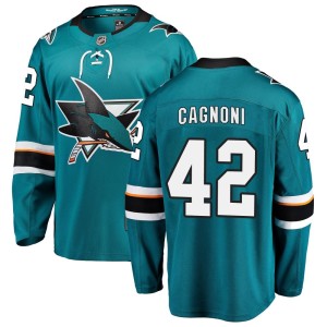 Men's San Jose Sharks Luca Cagnoni Fanatics Branded Breakaway Home Jersey - Teal