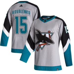 Youth San Jose Sharks Nikolai Kovalenko Adidas Authentic 2020/21 Reverse Retro Jersey - Gray