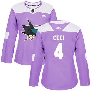 Women's San Jose Sharks Cody Ceci Adidas Authentic Hockey Fights Cancer Jersey - Purple