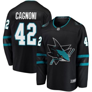 Men's San Jose Sharks Luca Cagnoni Fanatics Branded Breakaway Alternate Jersey - Black