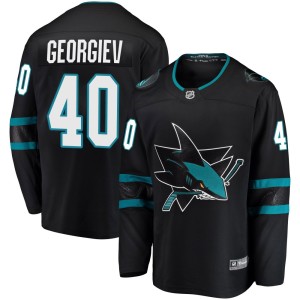 Men's San Jose Sharks Alexandar Georgiev Fanatics Branded Breakaway Alternate Jersey - Black