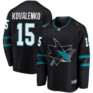 Men's San Jose Sharks Nikolai Kovalenko Fanatics Branded Breakaway Alternate Jersey - Black