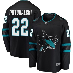 Men's San Jose Sharks Andrew Poturalski Fanatics Branded Breakaway Alternate Jersey - Black