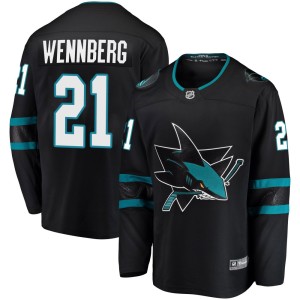 Men's San Jose Sharks Alex Wennberg Fanatics Branded Breakaway Alternate Jersey - Black