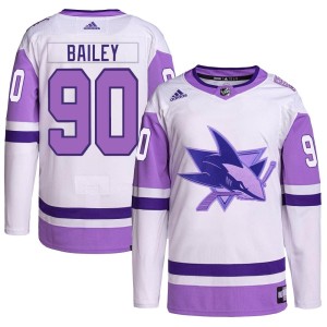 Youth San Jose Sharks Justin Bailey Adidas Authentic Hockey Fights Cancer Primegreen Jersey - White/Purple