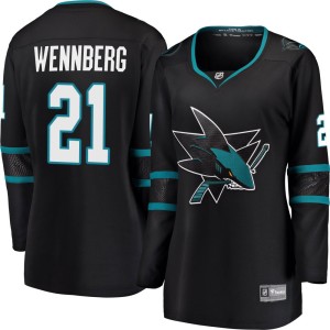 Women's San Jose Sharks Alex Wennberg Fanatics Branded Breakaway Alternate Jersey - Black