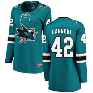 Women's San Jose Sharks Luca Cagnoni Fanatics Branded Breakaway Home Jersey - Teal