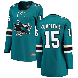 Women's San Jose Sharks Nikolai Kovalenko Fanatics Branded Breakaway Home Jersey - Teal