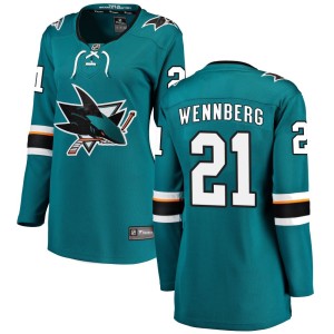 Women's San Jose Sharks Alex Wennberg Fanatics Branded Breakaway Home Jersey - Teal