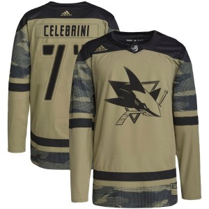 Youth San Jose Sharks Macklin Celebrini Adidas Authentic Military Appreciation Practice Jersey - Camo