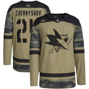 Youth San Jose Sharks Igor Chernyshov Adidas Authentic Military Appreciation Practice Jersey - Camo