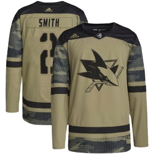 Youth San Jose Sharks Will Smith Adidas Authentic Military Appreciation Practice Jersey - Camo