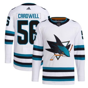 Men's San Jose Sharks Ethan Cardwell Adidas Authentic Away Primegreen Jersey - White