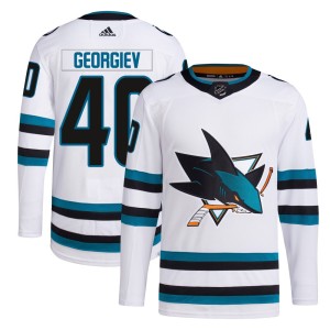 Men's San Jose Sharks Alexandar Georgiev Adidas Authentic Away Primegreen Jersey - White