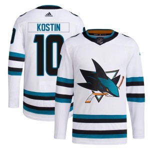 Men's San Jose Sharks Klim Kostin Adidas Authentic Away Primegreen Jersey - White