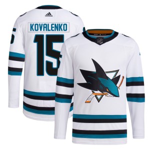 Men's San Jose Sharks Nikolai Kovalenko Adidas Authentic Away Primegreen Jersey - White