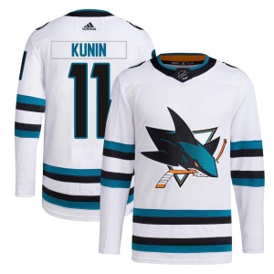 Men's San Jose Sharks Luke Kunin Adidas Authentic Away Primegreen Jersey - White