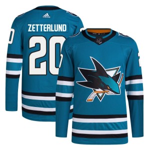 Men's San Jose Sharks Fabian Zetterlund Adidas Authentic Home Primegreen Jersey - Teal