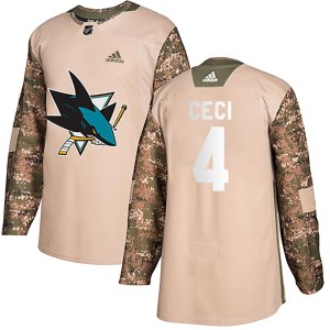 Men's San Jose Sharks Cody Ceci Adidas Authentic Veterans Day Practice Jersey - Camo