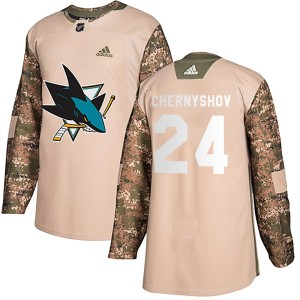 Men's San Jose Sharks Igor Chernyshov Adidas Authentic Veterans Day Practice Jersey - Camo