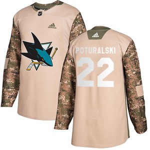 Men's San Jose Sharks Andrew Poturalski Adidas Authentic Veterans Day Practice Jersey - Camo