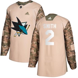 Youth San Jose Sharks Will Smith Adidas Authentic Veterans Day Practice Jersey - Camo