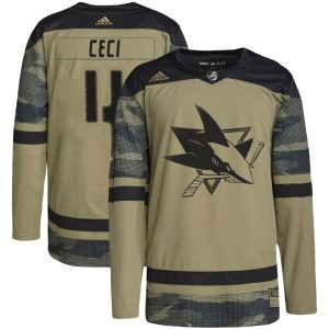 Men's San Jose Sharks Cody Ceci Adidas Authentic Military Appreciation Practice Jersey - Camo