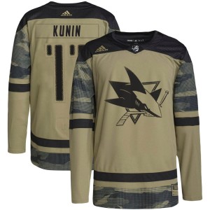 Men's San Jose Sharks Luke Kunin Adidas Authentic Military Appreciation Practice Jersey - Camo