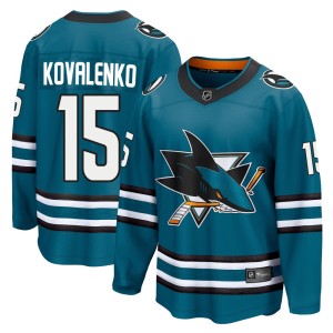 Men's San Jose Sharks Nikolai Kovalenko Fanatics Branded Breakaway Home 2nd Jersey - Teal