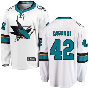 Youth San Jose Sharks Luca Cagnoni Fanatics Branded Breakaway Away Jersey - White