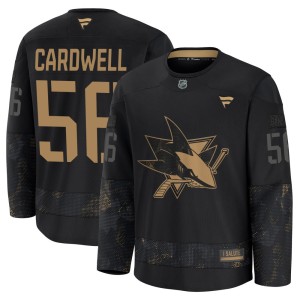 Men's San Jose Sharks Ethan Cardwell Fanatics Premium 2024 Military Appreciation Practice Jersey - Black