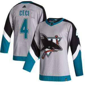 Men's San Jose Sharks Cody Ceci Adidas Authentic 2020/21 Reverse Retro Jersey - Gray