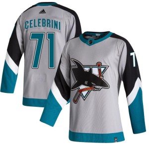 Men's San Jose Sharks Macklin Celebrini Adidas Authentic 2020/21 Reverse Retro Jersey - Gray