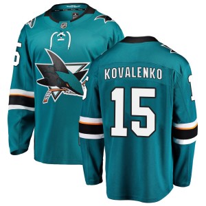 Youth San Jose Sharks Nikolai Kovalenko Fanatics Branded Breakaway Home Jersey - Teal