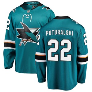 Youth San Jose Sharks Andrew Poturalski Fanatics Branded Breakaway Home Jersey - Teal