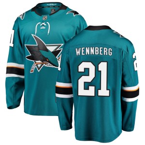 Youth San Jose Sharks Alex Wennberg Fanatics Branded Breakaway Home Jersey - Teal