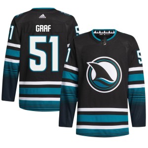 Men's San Jose Sharks Collin Graf Adidas Authentic Alternate Primegreen Jersey - Black